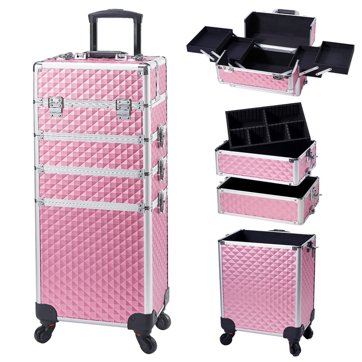 Kosmetikkoffer Trolley 4-in-1 Kosmetikkoffer Gross Kosmetik Trolley Make up Koffer Schminkkoffer mit