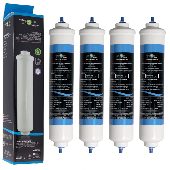 4x FilterLogic FFL-191X externe Wasserfilter ersetzen SAMSUNG DA29-10105J, HAFEX/EXP, HAFEX EXP/LG 5