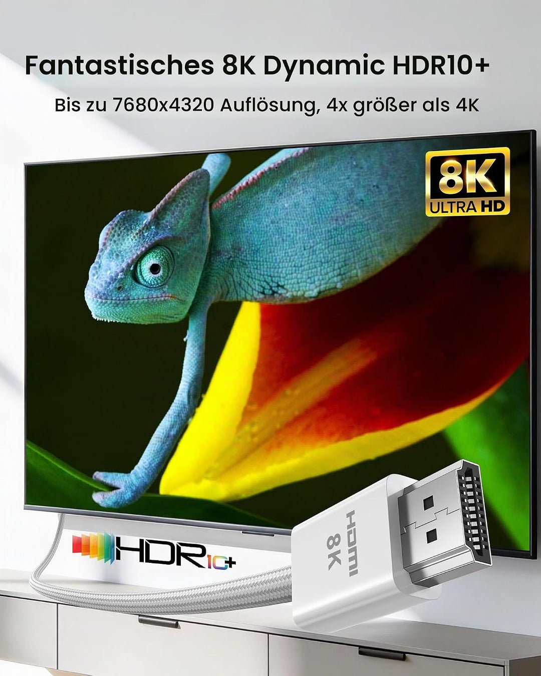 Silkland 8K HDMI 2.1 Kabel 1.5m [Zertifiziert] 4K@120Hz eARC HDR10+ für PS5 Pro, 48Gbit/s Ultra High