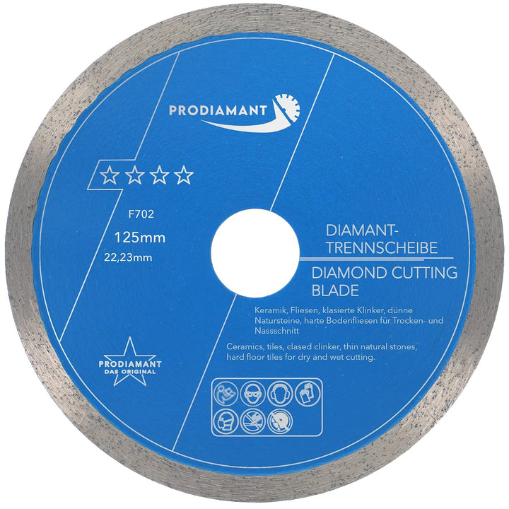 PRODIAMANT Profi Diamant-Trennscheibe PRORIM 125 mm x 22,23 mm kein ausbrechen bei glasierten Fliese