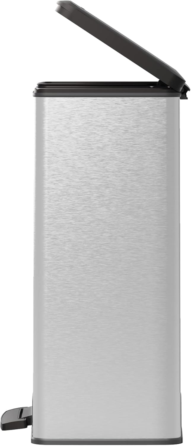 CURVER DECO BIN Mülleimer, Kunststoff, Silber metallic, 65L, Silber metallic