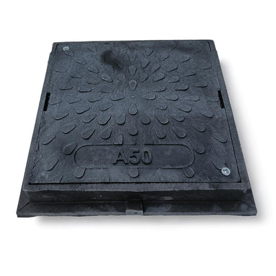 Varile 38 cm Schachtabdeckung Schwarz DN 315 Kunststoff Belastbar bis 5 t Klasse A50, Schwarz