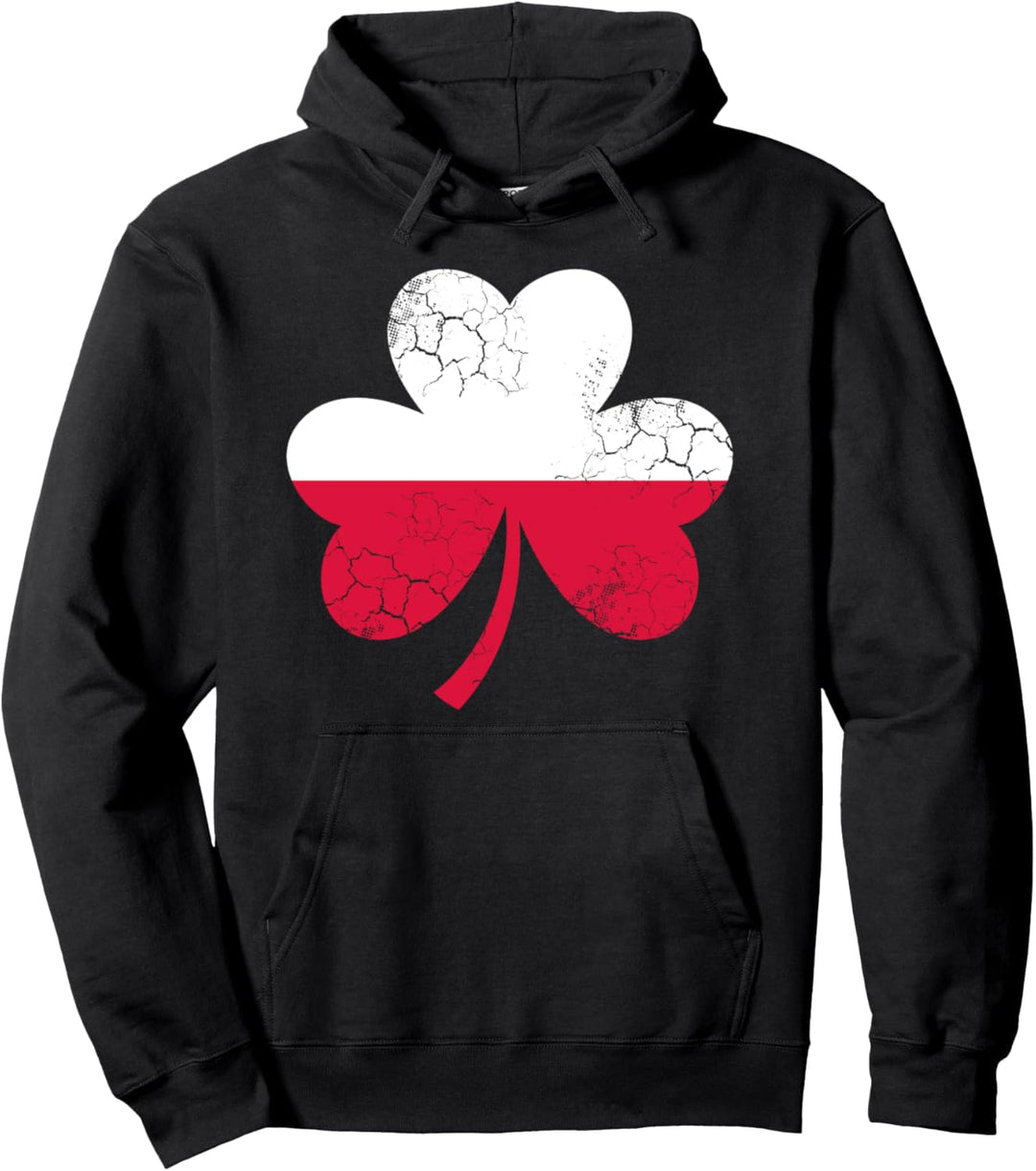 Polish Flag Poland Irish Shamrock St Patrick's Day Ireland Pullover Hoodie