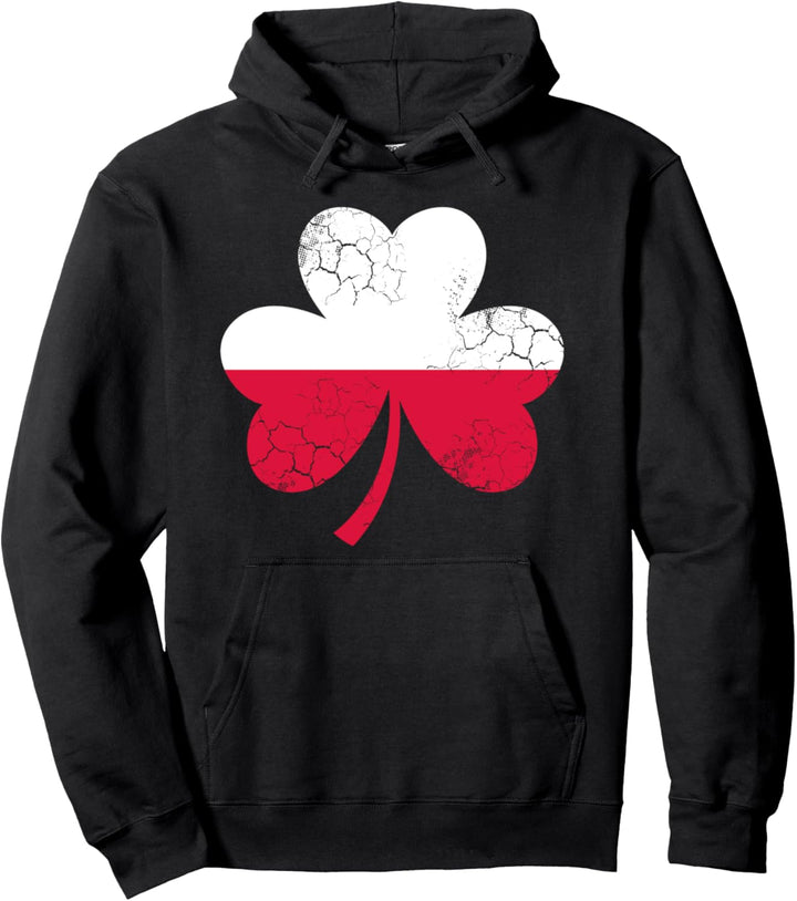 Polish Flag Poland Irish Shamrock St Patrick's Day Ireland Pullover Hoodie