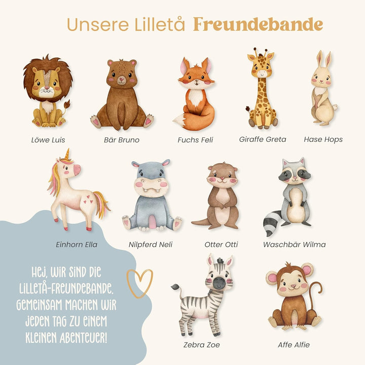 Lilletå ® Personalisiertes Holzbrett Tiergruppe - Individuelles Frühstücksbrettchen mit Hochwertigem