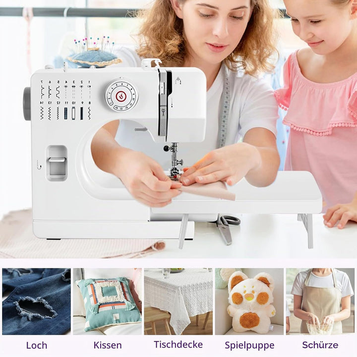 Mechanische Nähmaschine für Näh-Einsteiger &amp; Anfänger, 14 Stichprogrammen, Nähmaschine mit Verlänger