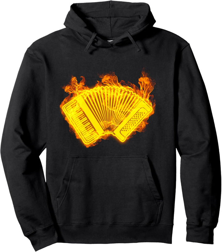 Feuer Ziehharmonika Flammen Musik Akkordeon Spieler Pullover Hoodie