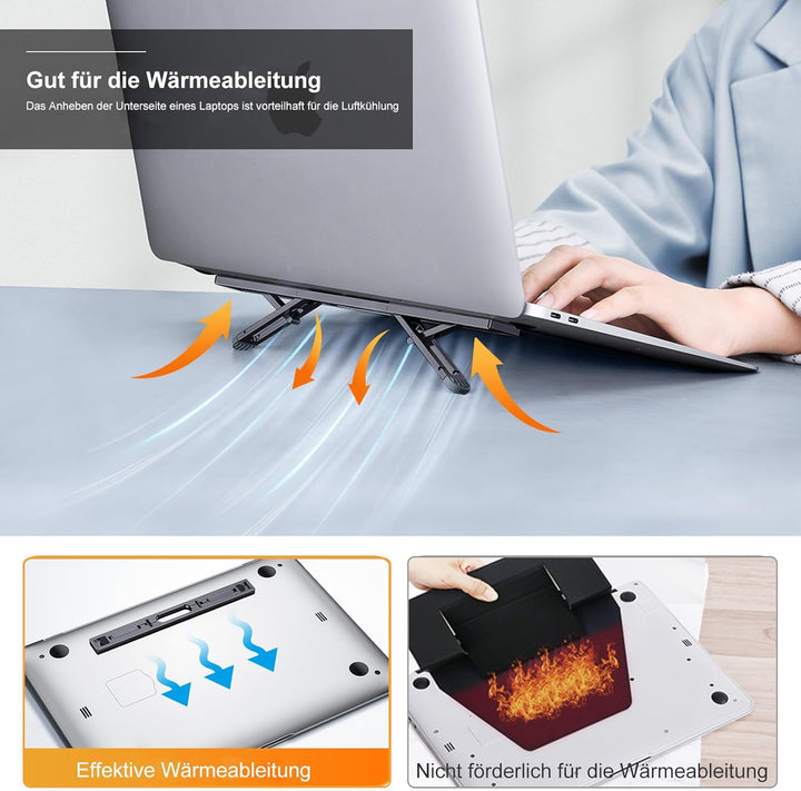 nediea Faltbarer Laptop Ständer, Laptopständer Höhenverstellbar, Laptop Kippständer, Tragbarer Lapto