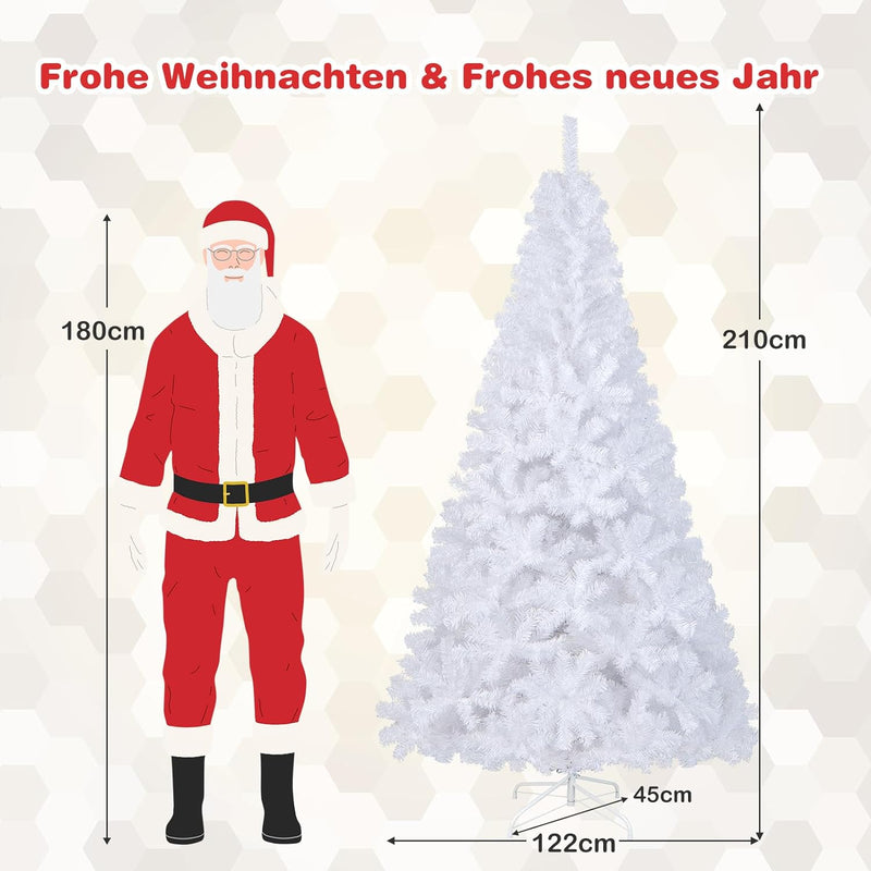 GOPLUS 150/180/210/240cm Weihnachtsbaum Weiss, Festliche Weihnachtdekoration für Zuhause, Weisser Ta