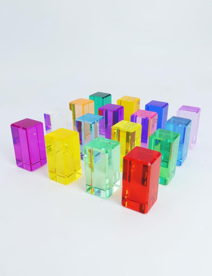 Jelly Blocks aus Acryl, Lichtbausteine Sensory Toys für Kinder, 16 Bunte Bauklötze ab 3 Jahren Acryl