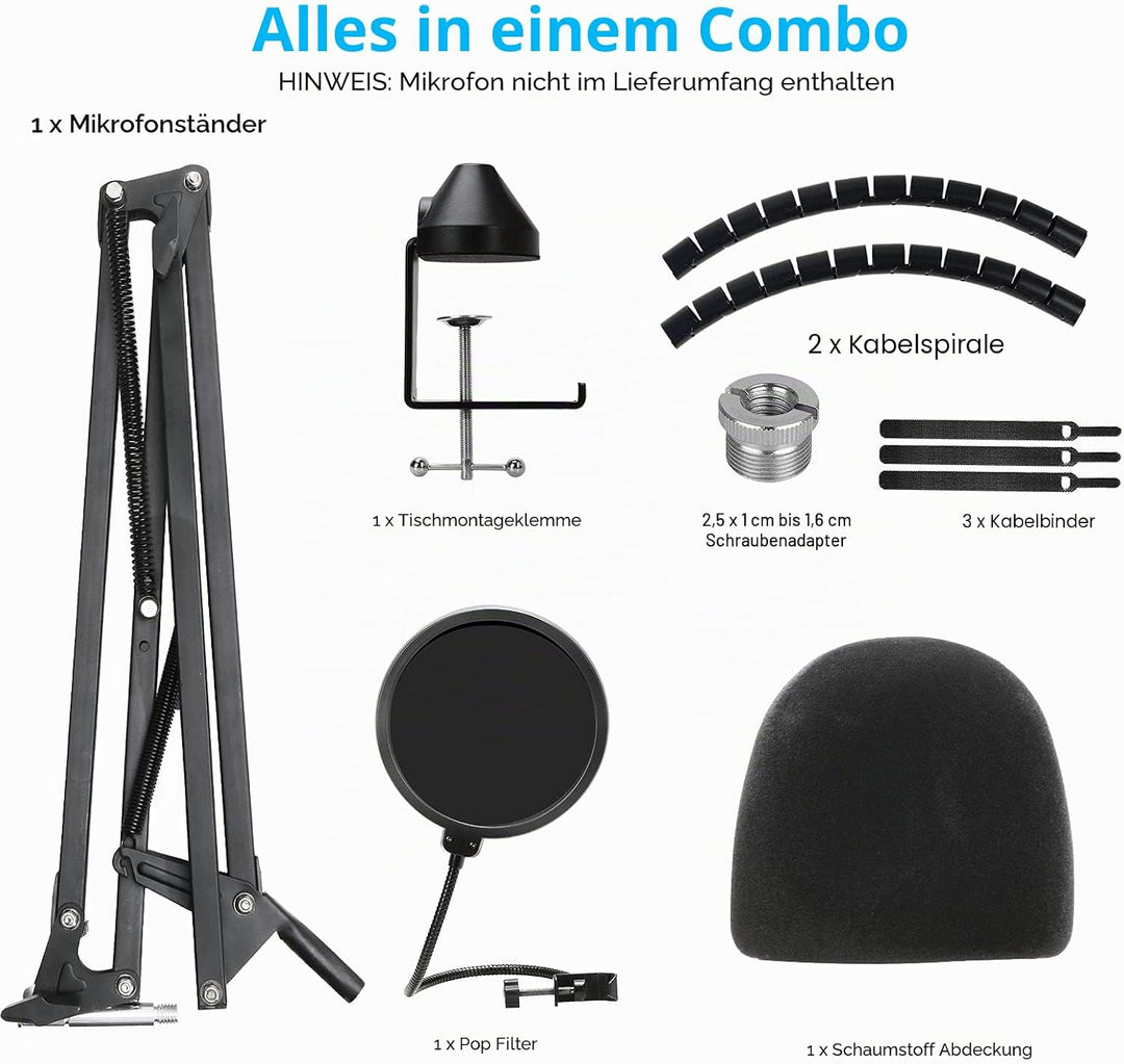 Blue Yeti X Mikrofonarm mit Popschutz - Professioneller Mikrofon Arm Ständer Kompatibel mit Blue Mic