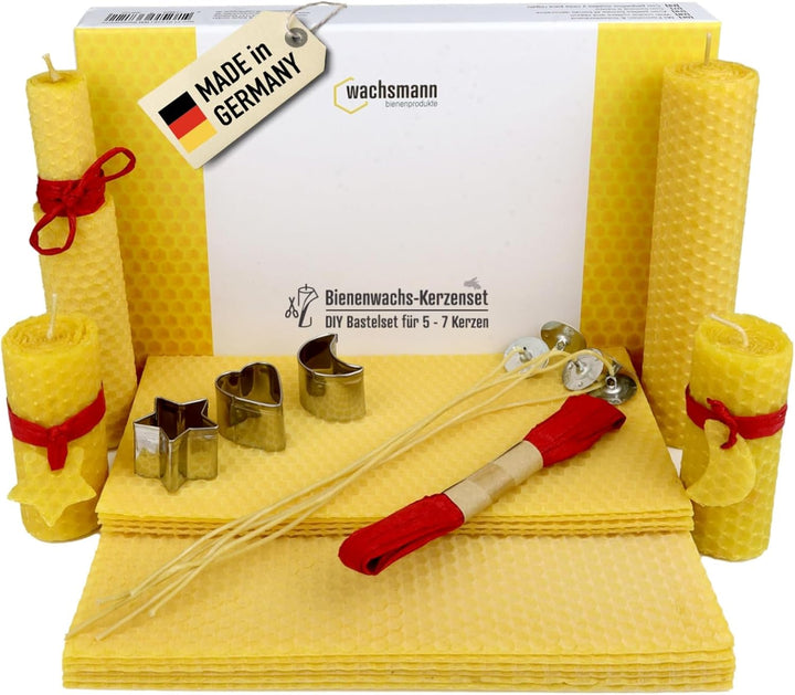 Bienenwachs Kerzen selber machen Set für 10 Bienenwachskerzen, DIY Bastelset bunt für Kinder & Erwac