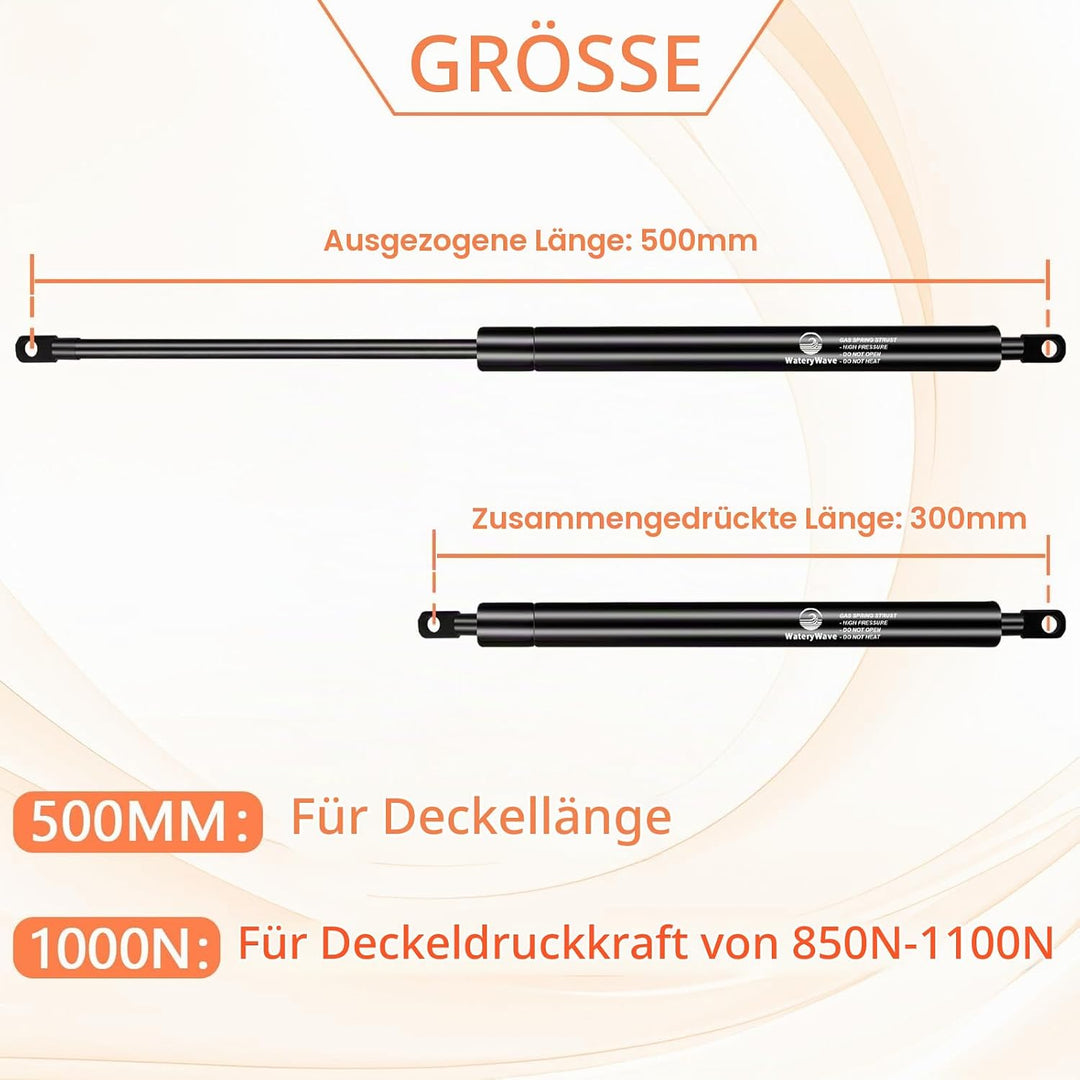 500MM 1000N Gasdruckdämpfer mit 8mm Ösenköpfen Gasdruckfeder Hydraulische Kofferraum-gasfeder für Ot