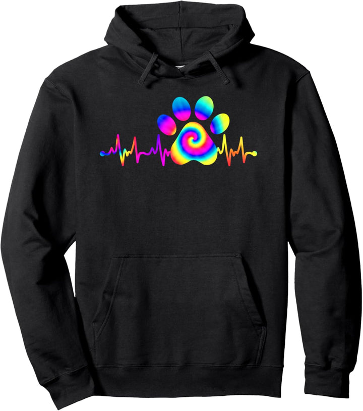 Heartbeat Hundefreunde, Batik-Design Pullover Hoodie