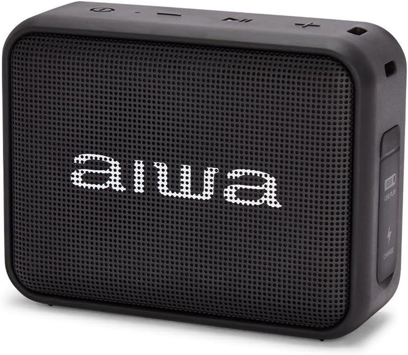 Aiwa BS-200BK Tragbarer kabelloser Bluetooth-Lautsprecher, True Wireless Stereo, wasserdicht, Schwar