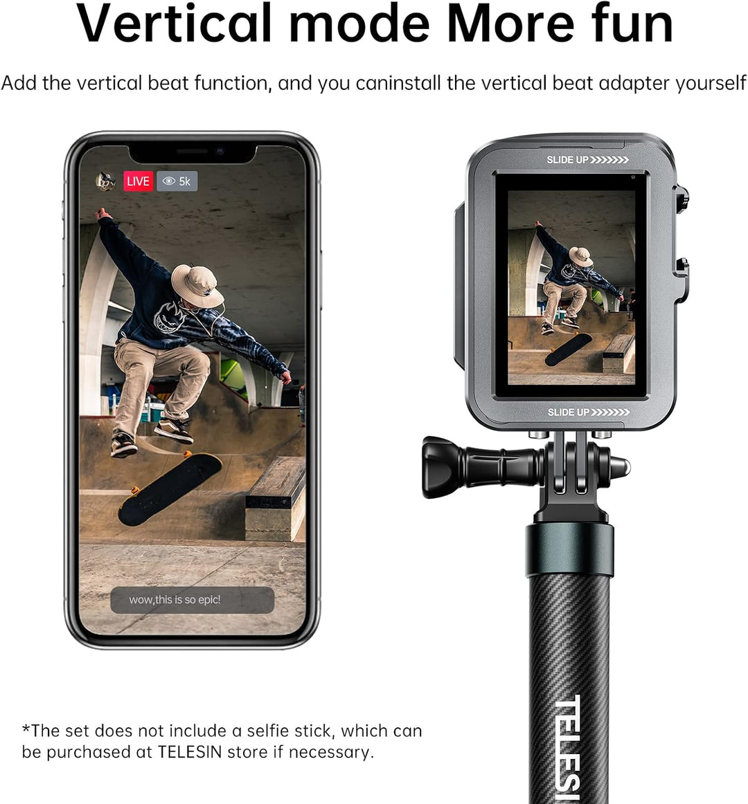 TELESIN Vertikale Aluminiumkäfig-Schutzhülle für GoPro Hero 12, 11, 10, 9, schwarz, passend für Go P