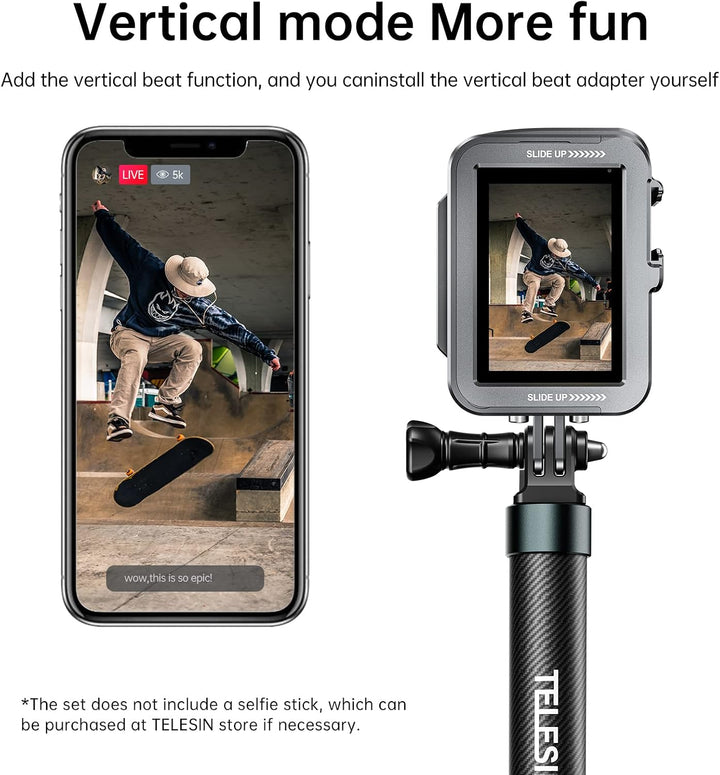 TELESIN Vertikale Aluminiumkäfig-Schutzhülle für GoPro Hero 12, 11, 10, 9, schwarz, passend für Go P