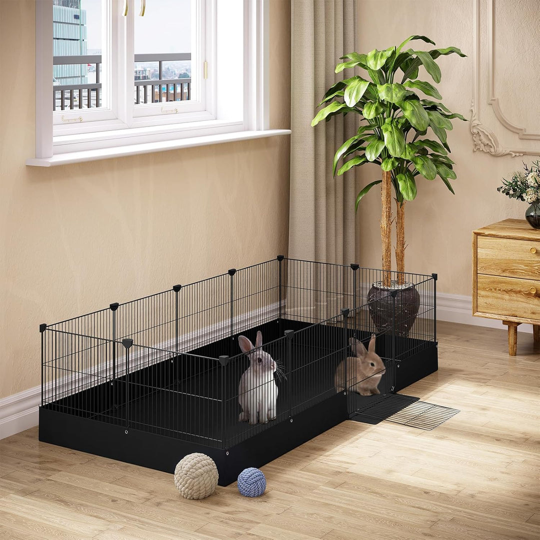 EUGAD Freigehege für Kaninchen, Freilaufgehege mit Unterlage, DIY-Kleintiergehege, Meerschweinchen G