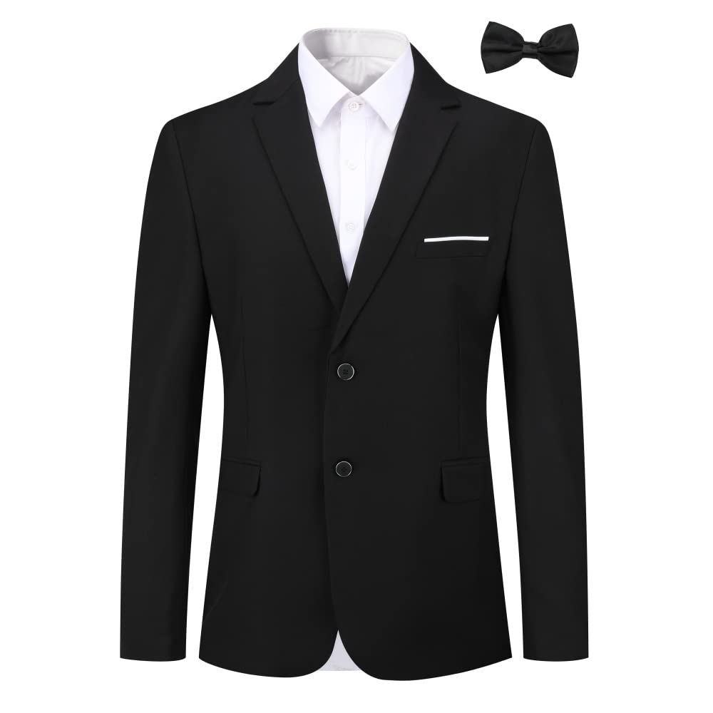 Allthemen Sakko Herren Slim Fit Sportlich Anzugjacke mit Fliege Zwei Knöpfe Herren Blazer für Busine