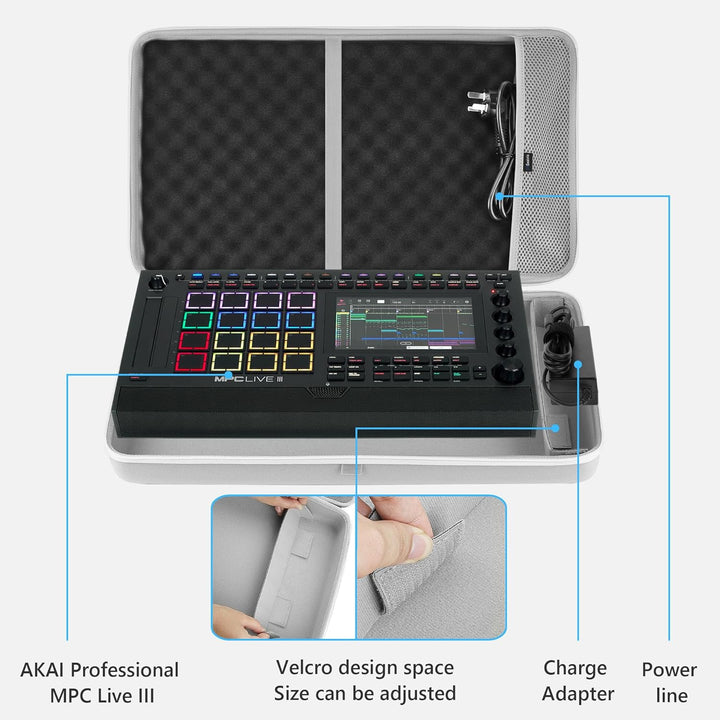 GEEKRIA Tragetasche für Audio-Interface, kompatibel mit Akai Professional MPC Live III, EVA-Hartscha