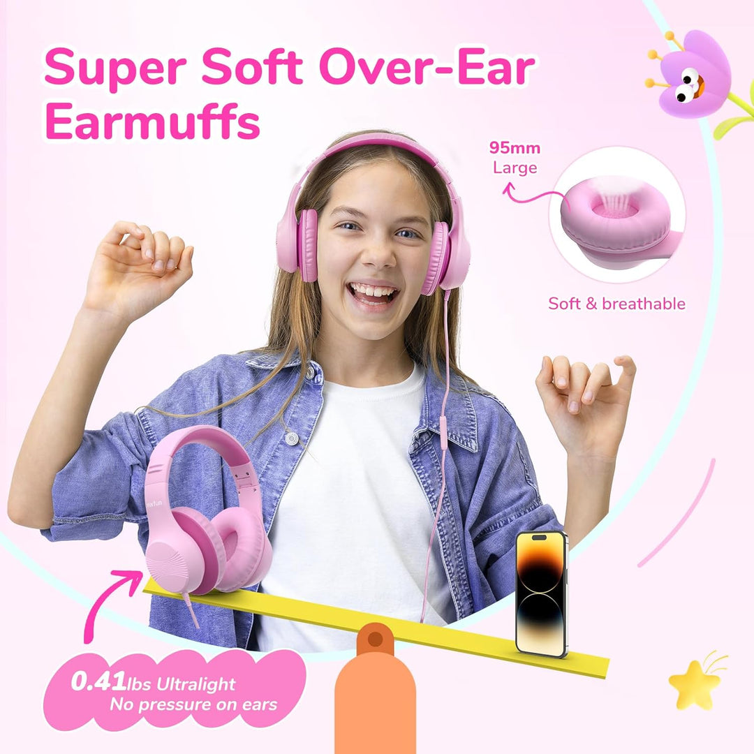 EarFun Kinder Kopfhörer, Over-Ear Kopfhörer für Kinder mit Kabel, 85/94dB Lautstärkenbegrenzer, Falt