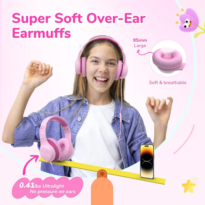 EarFun Kinder Kopfhörer, Over-Ear Kopfhörer für Kinder mit Kabel, 85/94dB Lautstärkenbegrenzer, Falt