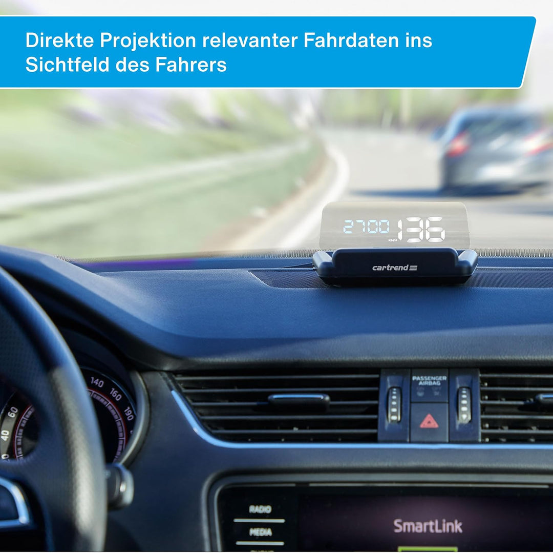 Cartrend 10632 Head Up OBD2 & HUD Display Geschwindigkeitsmesser Auto Tachometer Wassertemperaturmes