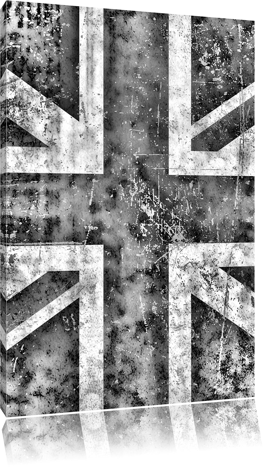 Monocrome, Union Jack, Format: 100x70 auf Leinwand, XXL riesige Bilder fertig gerahmt mit Keilrahmen