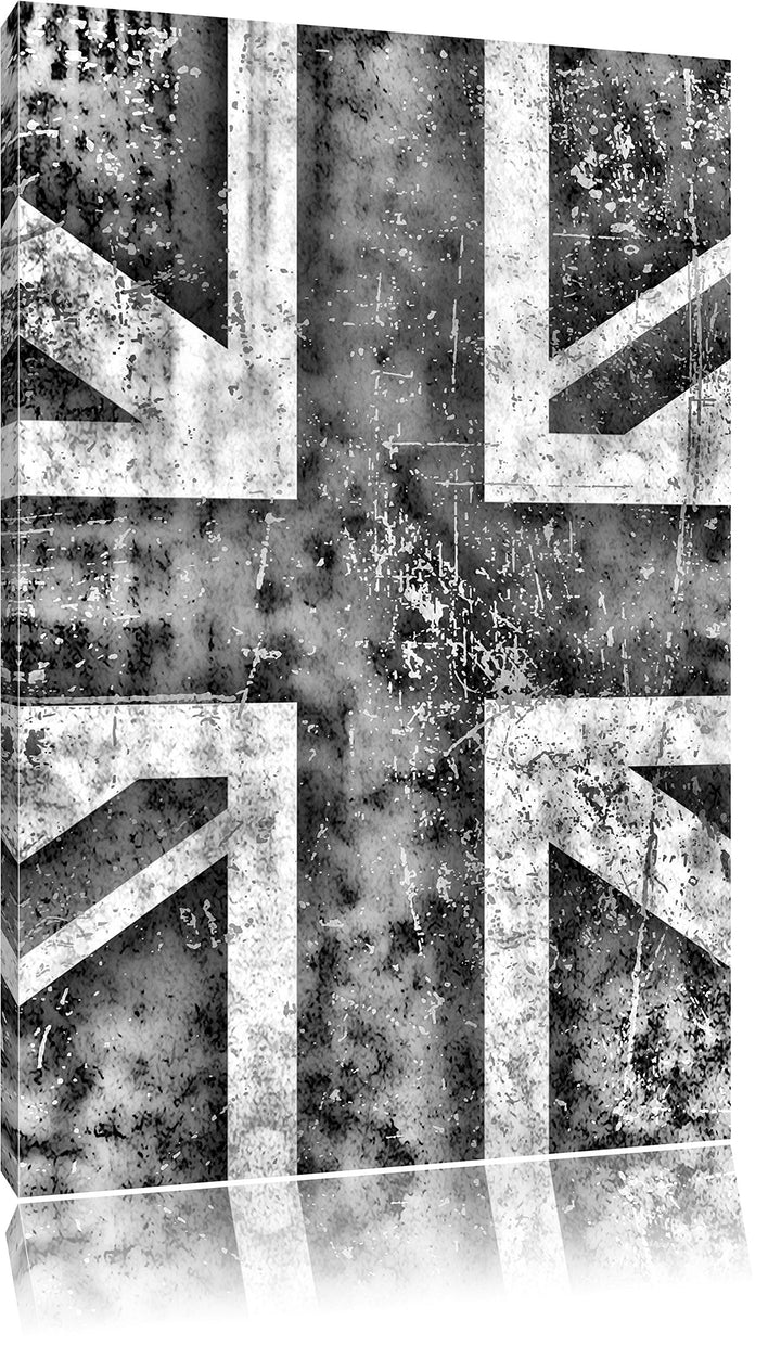 Monocrome, Union Jack, Format: 100x70 auf Leinwand, XXL riesige Bilder fertig gerahmt mit Keilrahmen