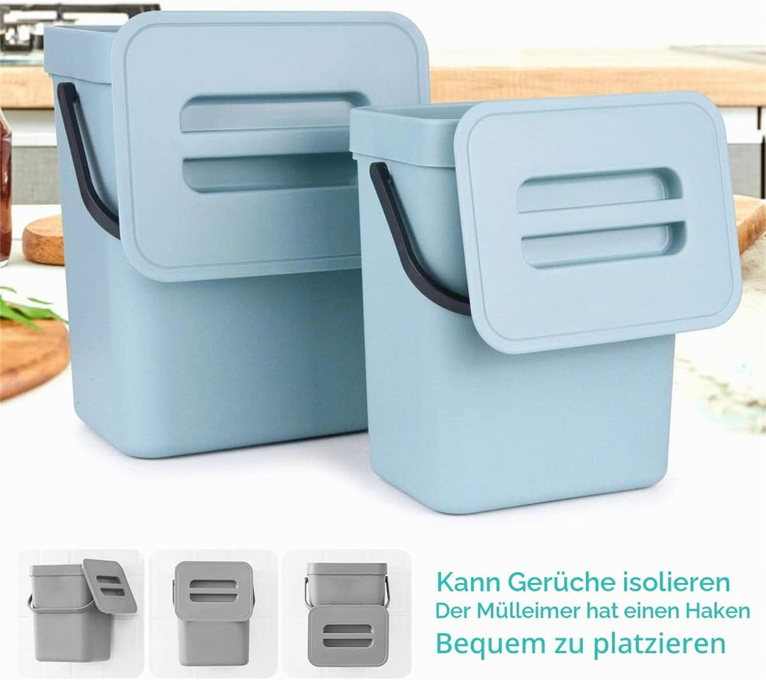 Spesh Biomülleimer Küche 2er-Set(5L+3L) Kunststoff Komposteimer Geruchsdicht Aufhängbar Abfalleimer
