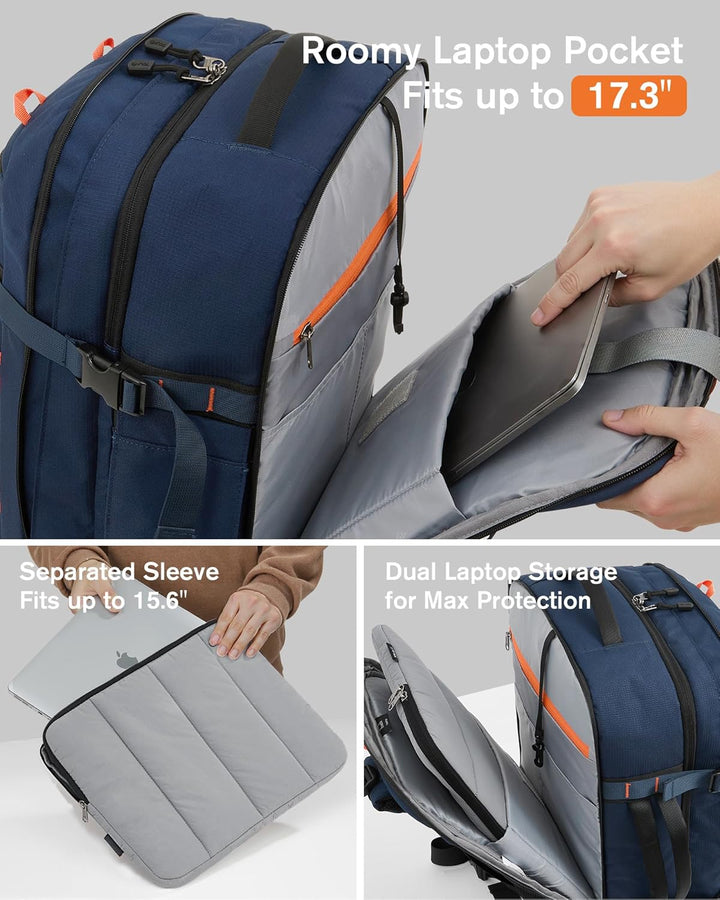 Tolaccea Handgepäck Rucksack, TSA-Freundlich Reiserucksack, Laptop Rucksack für 17.3 Zoll, Erweiterb