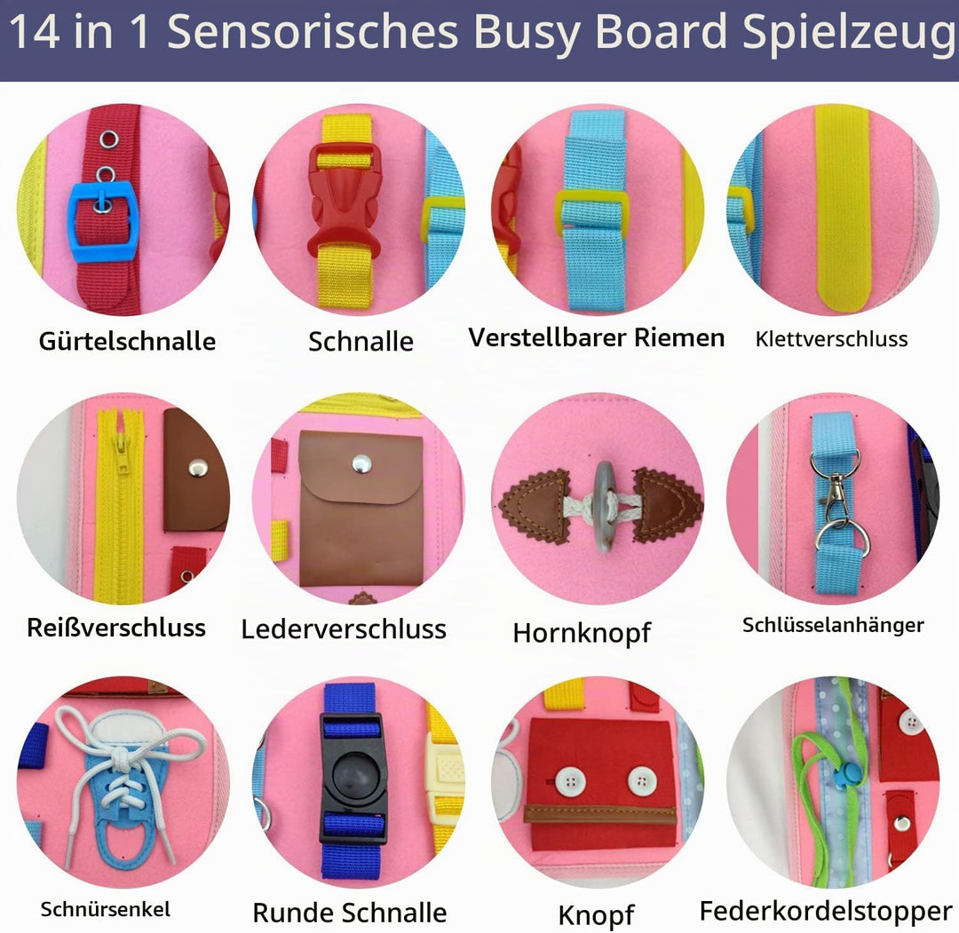 Activity Board Montessori Spielzeug, Busy Board für Kinder, Schuhe Binden Lernen Kleinkinder Motorik