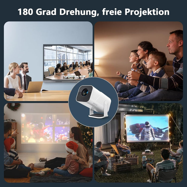 Beamer Mini Projektor mit Android 13 WiFi 6 Bluetooth 5.2 Mini Beamer 4K 1080P Unterstützung Automat