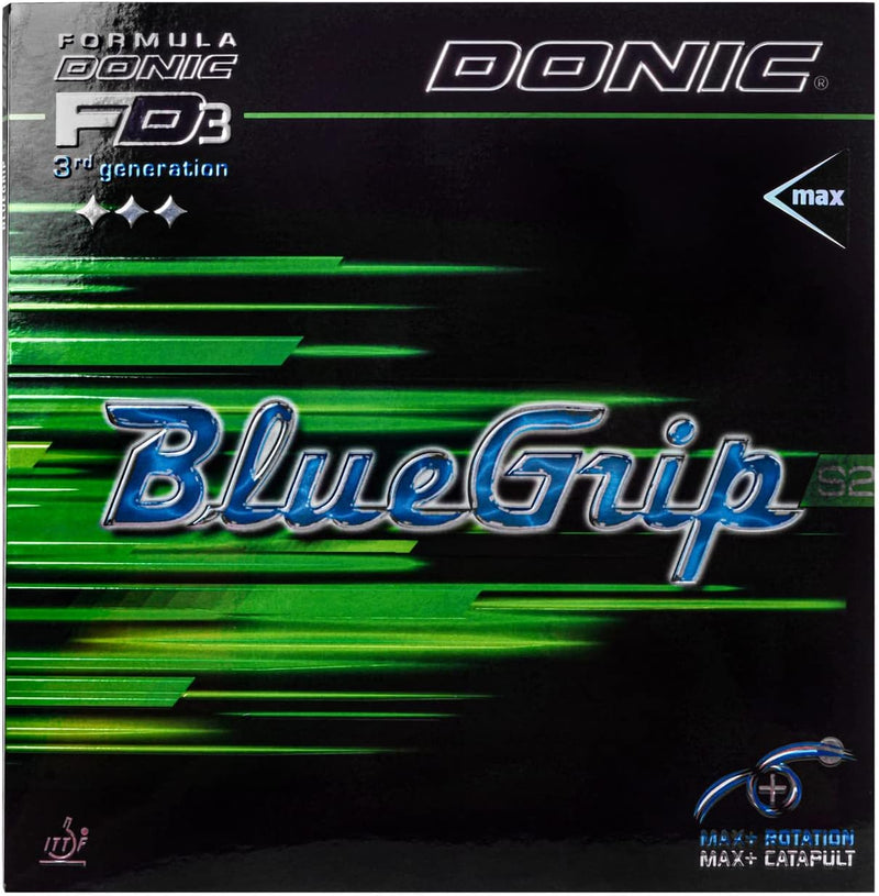 DONIC Belag BlueGrip S2 Schwarz 2,3 mm, Schwarz 2,3 mm