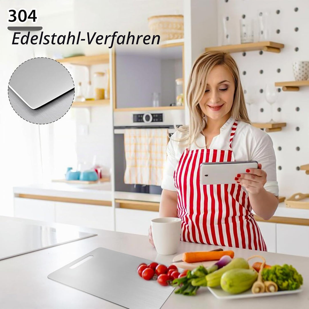 Titan Schneidebrett Set 2 Stück, S316 Edelstahl Schneidebrett | Titan Chopping Board, Doppelseitiges