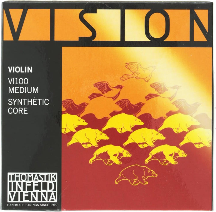 Thomastik VI100 Strings for Violin Vision synthetic core, set 4/4 medium, removable ball, focussed t
