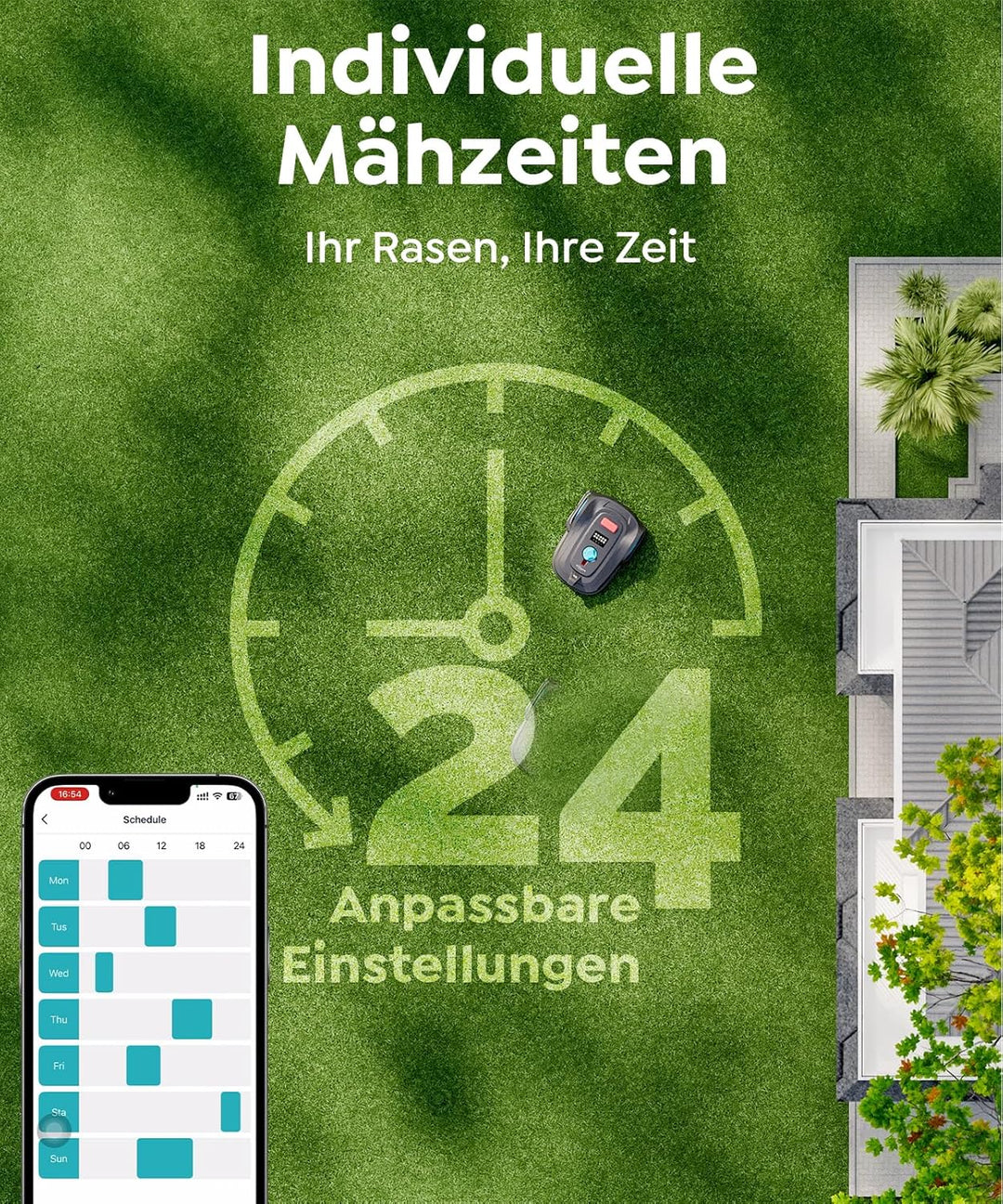 YARDCARE M800Plus Mähroboter ohne Begrenzungskabel,GPS Positionierung,Empf.800m²,KI Vision,U-förmige