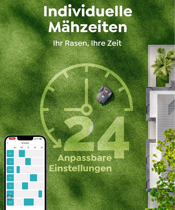 YARDCARE M800Plus Mähroboter ohne Begrenzungskabel,GPS Positionierung,Empf.800m²,KI Vision,U-förmige