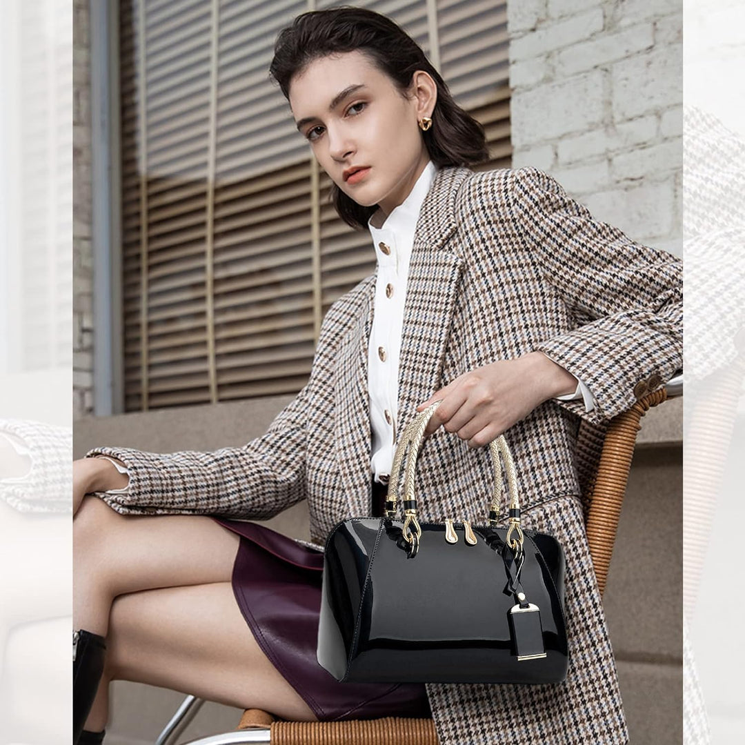 NICOLE &amp; DORIS Mode Handtaschen Damen Lackleder Handtasche Elegant Schultertasche Frauen Umhängetasc