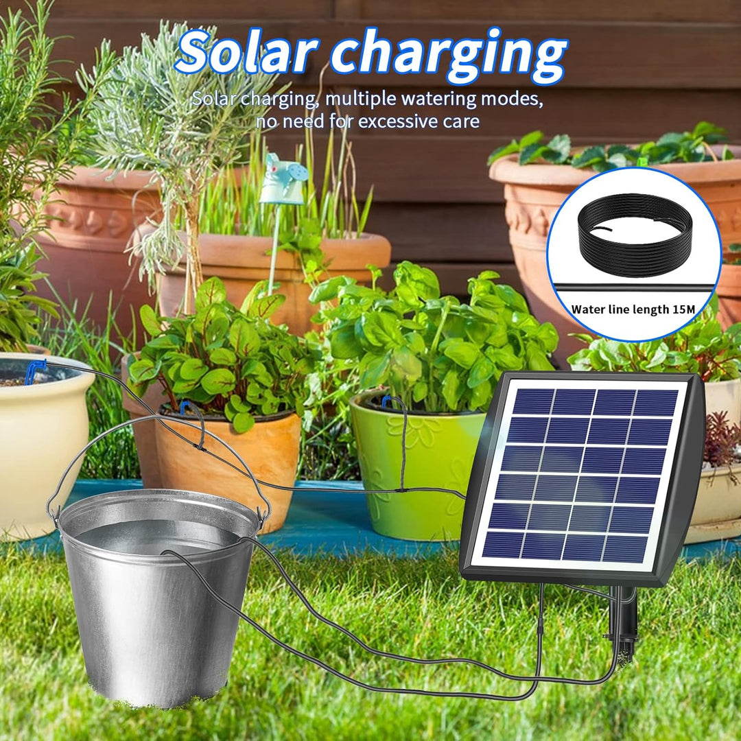 Solar Bewässerungssystem automatische Set, Automatisches Gartenbewässerungssystem mit 15 M Schlauch