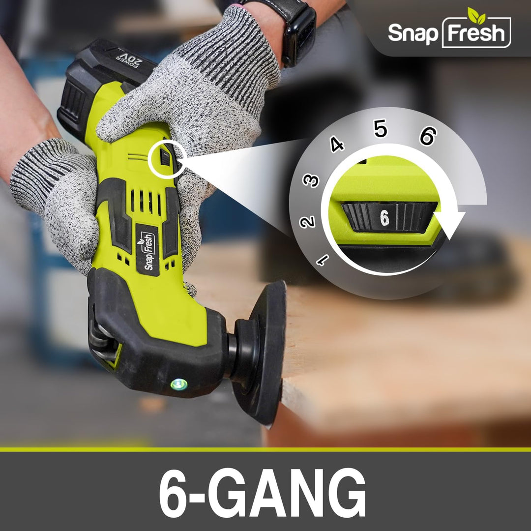 SnapFresh Oszillierendes Werkzeug, 20 V schnurloses, oszillierendes Multitool mit 6 Geschwindigkeite