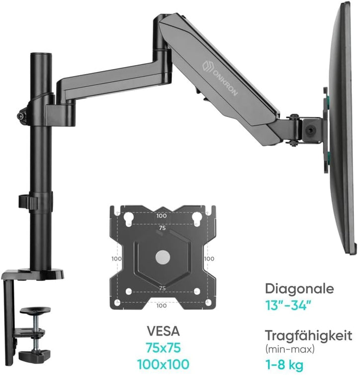 ONKRON G70 Monitor Halterung drehbar, schwenkbar, neigbar für 13-34 Zoll Bildschirme, Displays, VESA