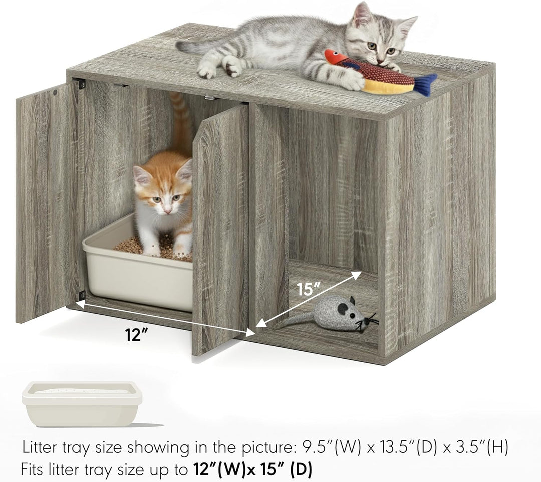 Furinno Peli Small Litter Box Enclosure, French Oak Grey French Oak Grey S, French Oak Grey S