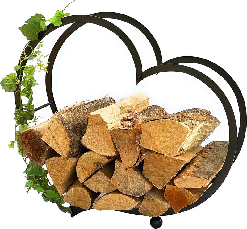 DanDiBo Kaminholzregal Innen Metall Herz Kaminholzständer 64 cm 181134 Holzkorb Kaminholzhalter Feue