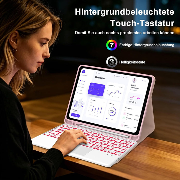 Hülle Tastatur für iPad (A16) 11/10 Generation (2025/2022) 11/10.9 Zoll Rosa - iPad (A16) 11/10 Gene