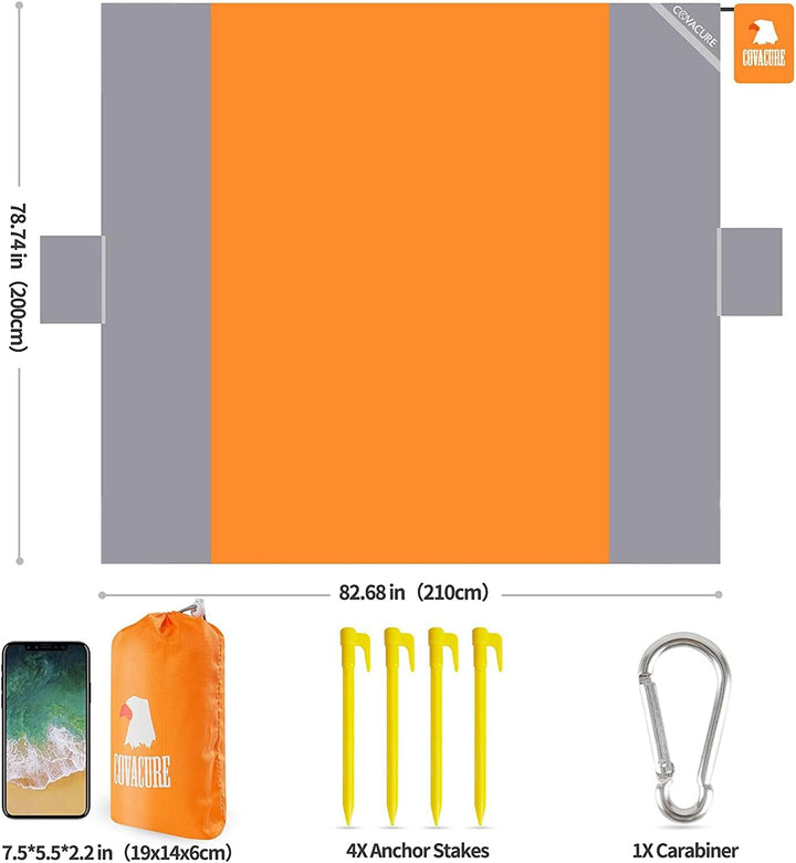 COVACURE Picknickdecke Stranddecke Strandmatte Campingdecke, 210 x 200 cm Wasserdicht, Sanddicht, 0.