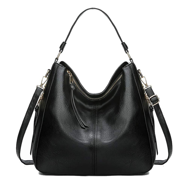 Kris Anna Damen Hobo Eimer Schultertasche aus PU Leder Schwarz EINWEG, Schwarz