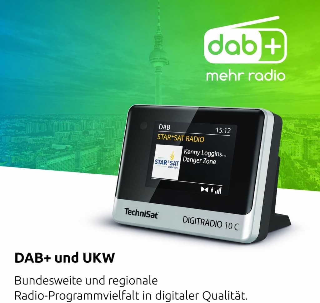 TechniSat DIGITRADIO 10 C - DAB+ Digitalradio Adapter (Farb-Display, Bluetooth, Fernbedienung, Wecke