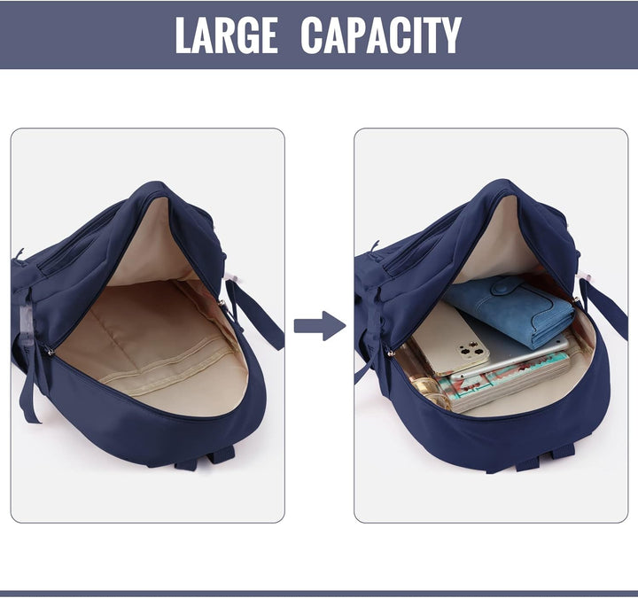 7VSTOHS Kawaii-Rucksack mit Kawaii-Anhänger und Zubehör für Teenager-Mädchen Rucksack-Schule Aesthet