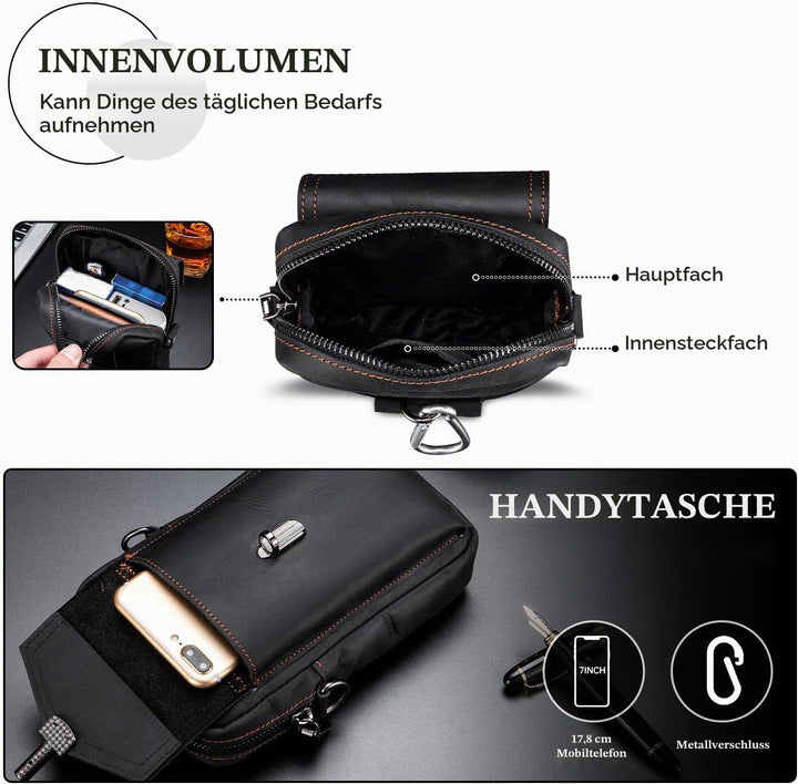 BAIGIO Handytasche Leder Vintage Gürteltasche Herren Hüfttasche Klein Schultertasche Umhängetasche R